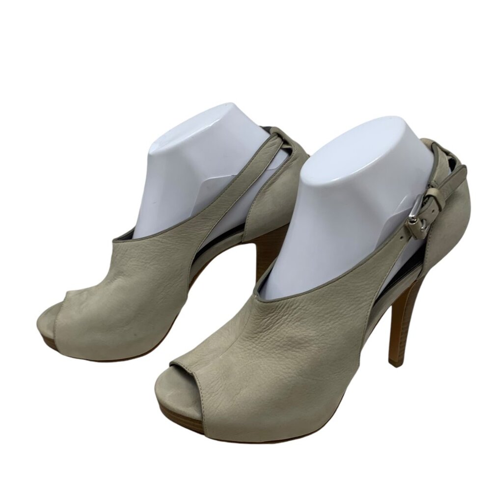 COACH Apryl Stone Nubuck Cut Out‎ Peep Toe Logo Buckle Stilettos - Picture 13 of 13